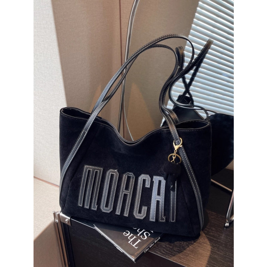 Casual Letter Shoulder Bag Black / One Size Apparel and Accessories