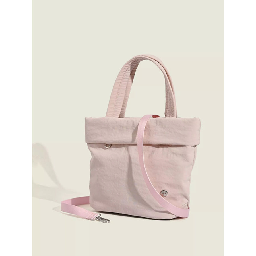 Casual Lightweight Canvas Handbag Blush Pink / One Size Apparel and Accessories