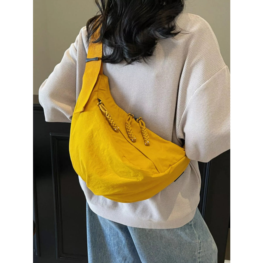 Casual Lightweight Nylon Sling Bag Gold / One Size Apparel and Accessories