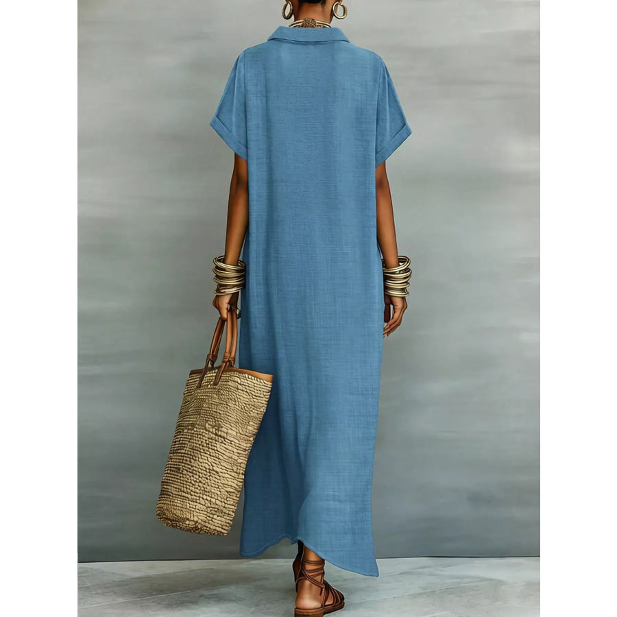 Casual Linen Shirt Dress with Button-Down Front Apparel and Accessories