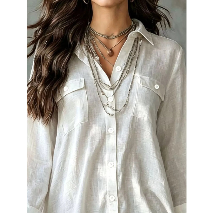 Casual Linen Shirt Dress with Pockets Apparel and Accessories