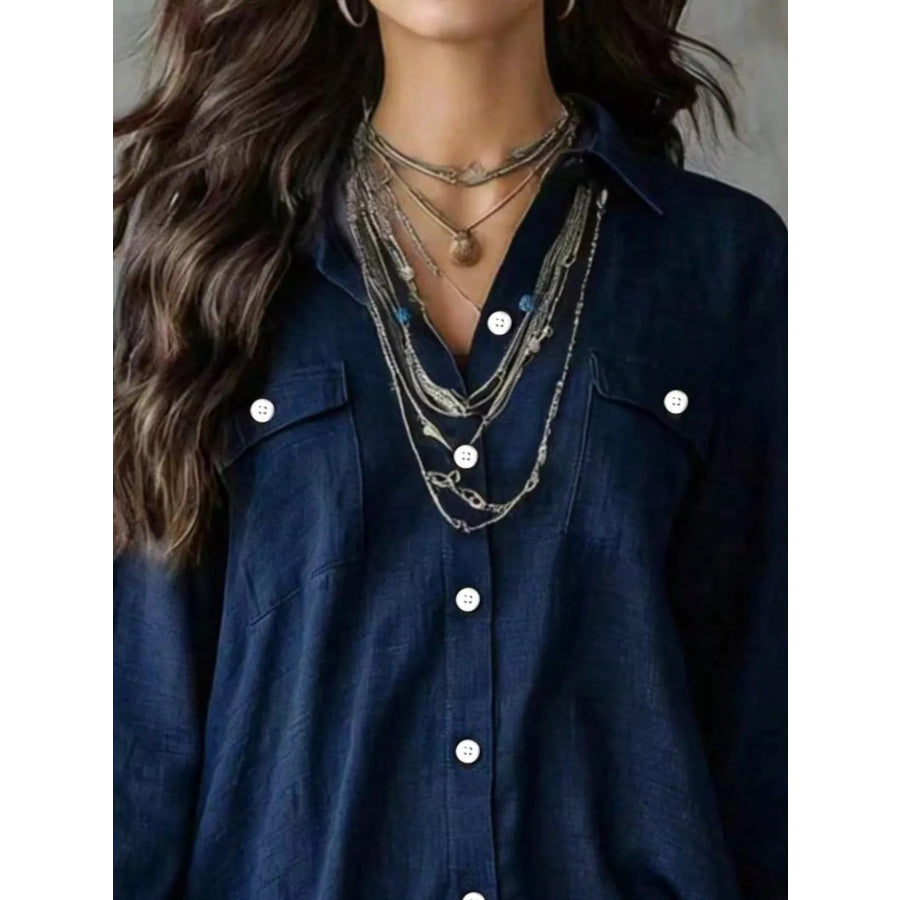 Casual Linen Shirt Dress with Pockets Apparel and Accessories