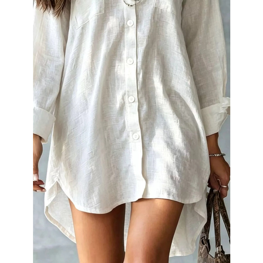 Casual Linen Shirt Dress with Pockets Apparel and Accessories