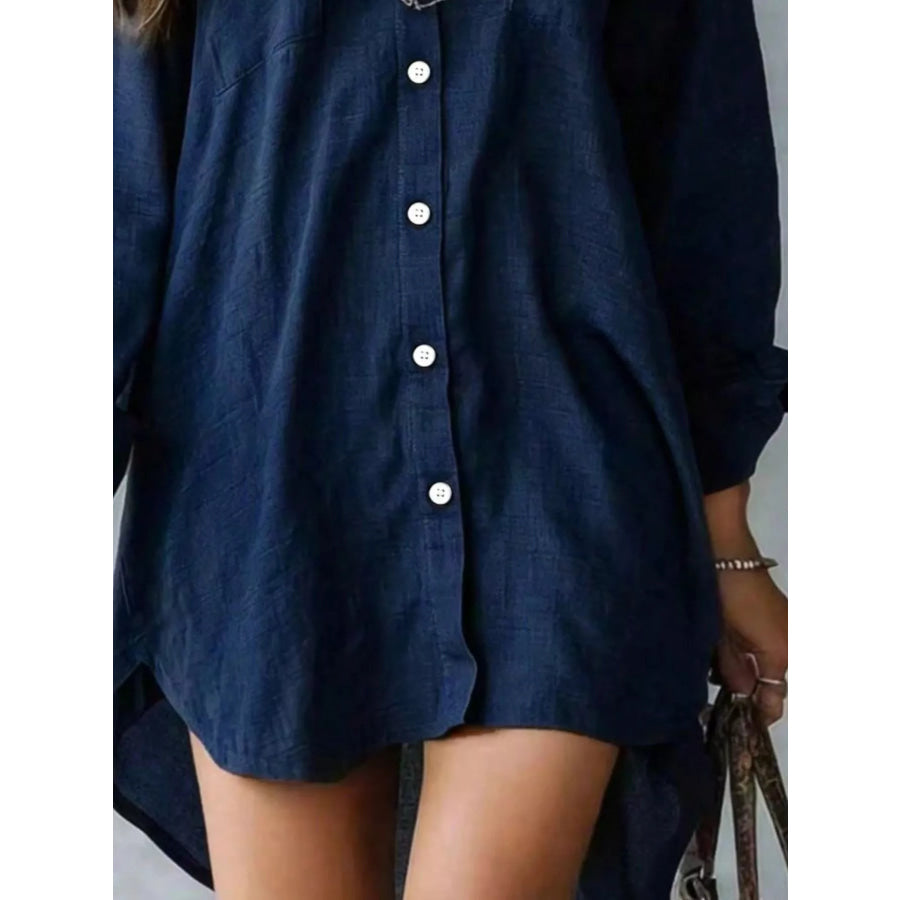 Casual Linen Shirt Dress with Pockets Apparel and Accessories