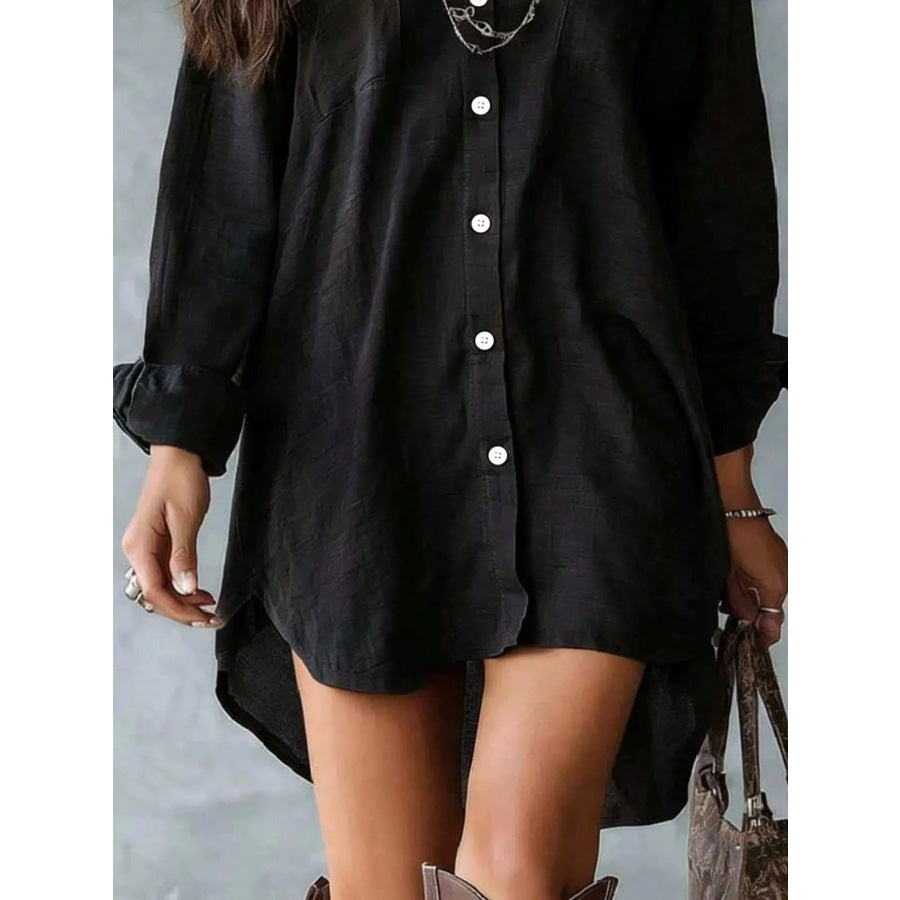 Casual Linen Shirt Dress with Pockets Apparel and Accessories