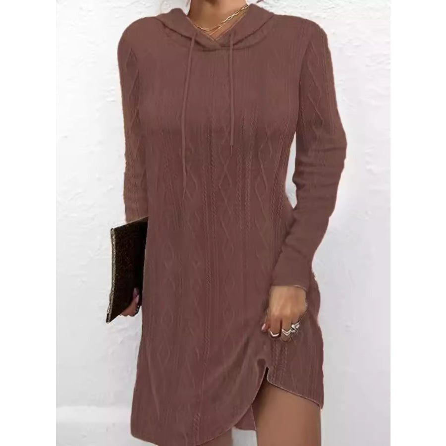 Casual Long Sleeve Hooded Knit Dress Apparel and Accessories
