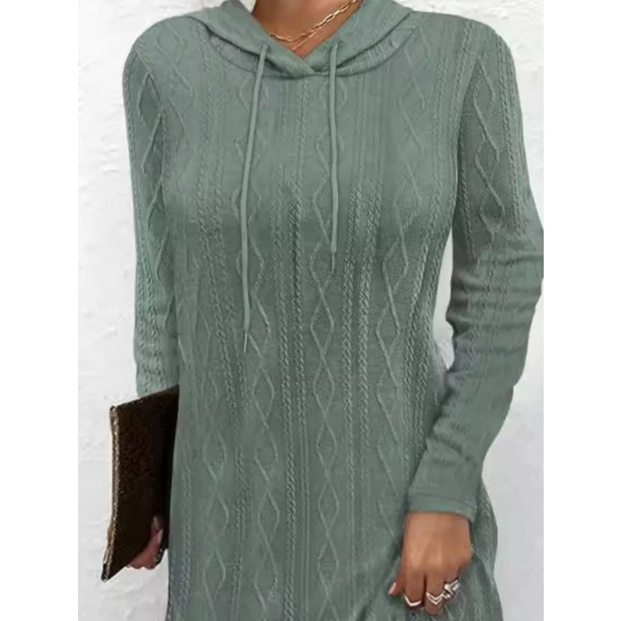 Casual Long Sleeve Hooded Knit Dress Apparel and Accessories