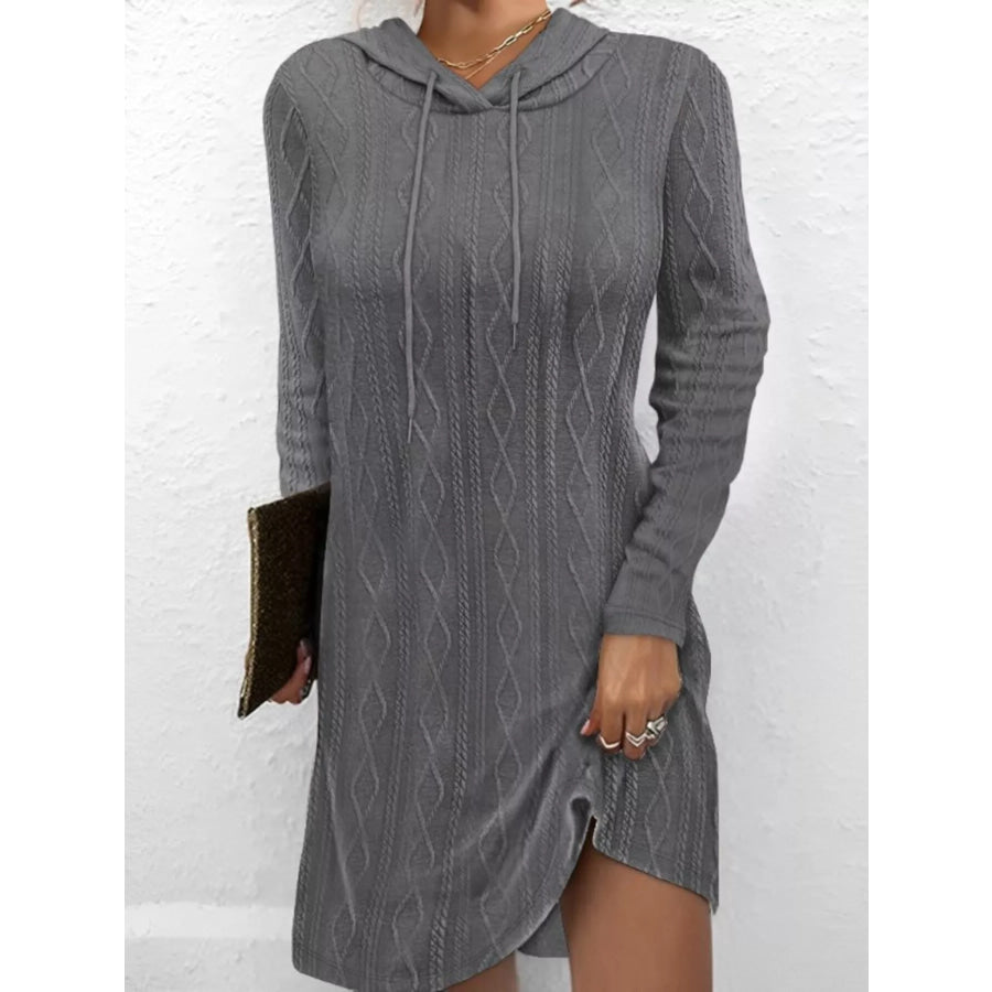 Casual Long Sleeve Hooded Knit Dress Apparel and Accessories