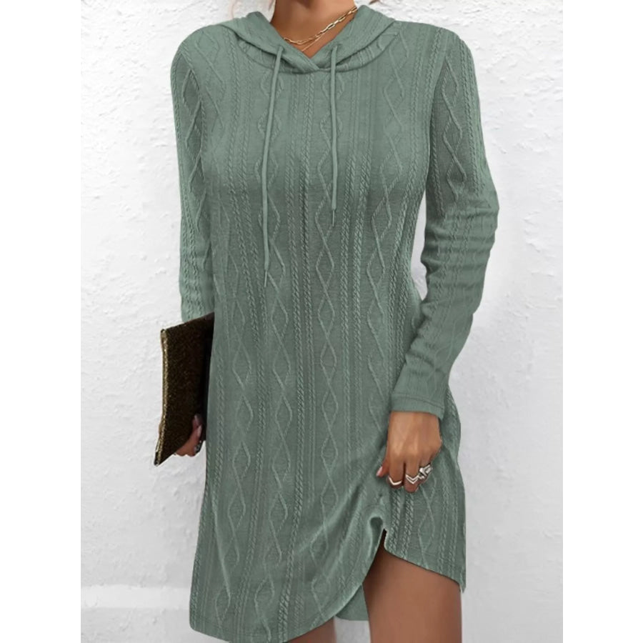 Casual Long Sleeve Hooded Knit Dress Apparel and Accessories