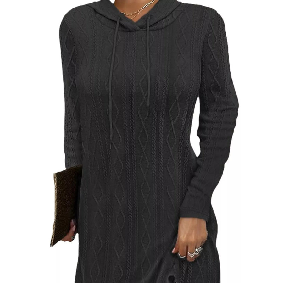 Casual Long Sleeve Hooded Knit Dress Apparel and Accessories