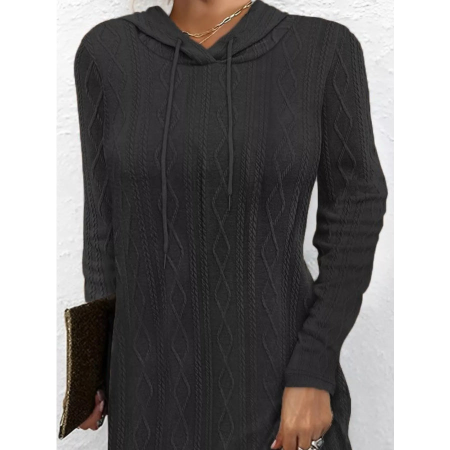 Casual Long Sleeve Hooded Knit Dress Apparel and Accessories