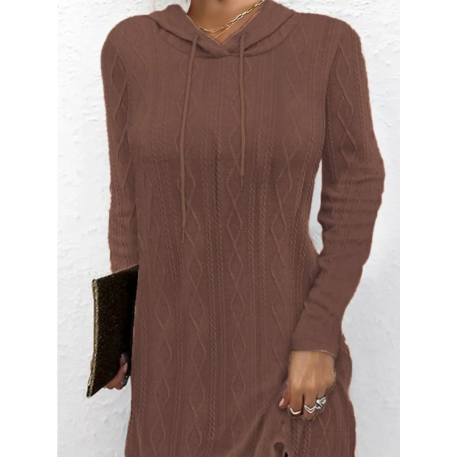 Casual Long Sleeve Hooded Knit Dress Apparel and Accessories