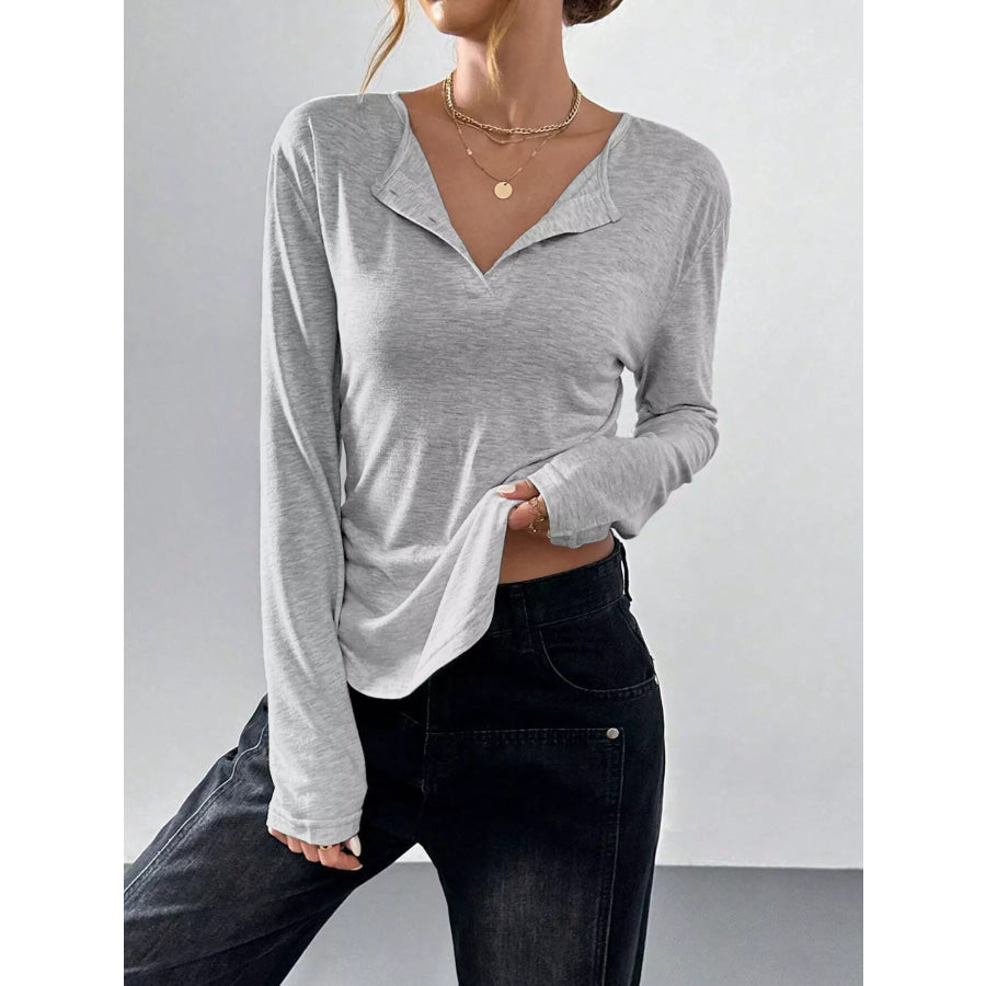 Casual Long Sleeve T-Shirt Gray / S Apparel and Accessories