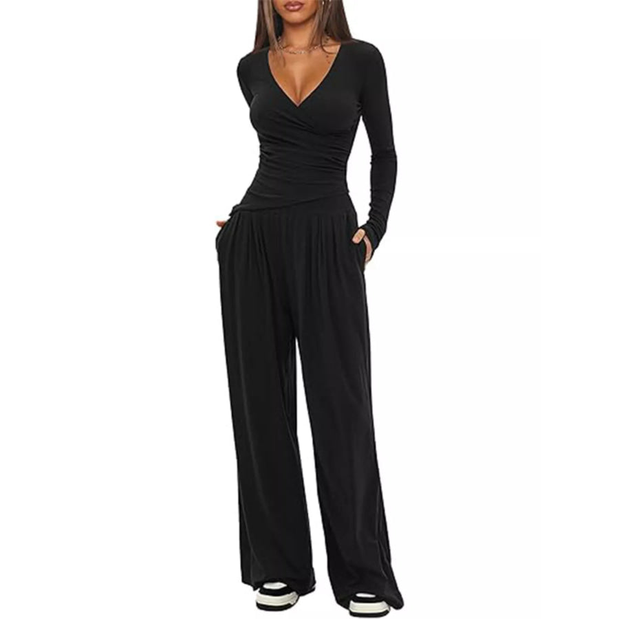 Casual Long Sleeve Top and Pants Two-Piece Set Apparel and Accessories