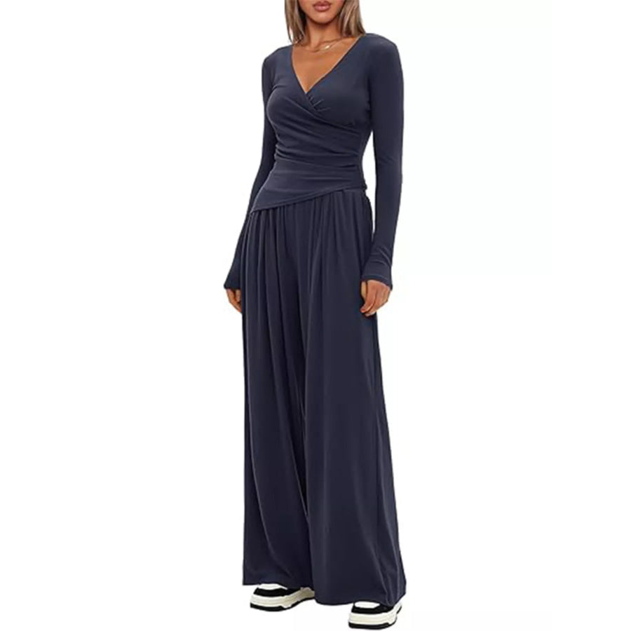 Casual Long Sleeve Top and Pants Two-Piece Set Apparel and Accessories