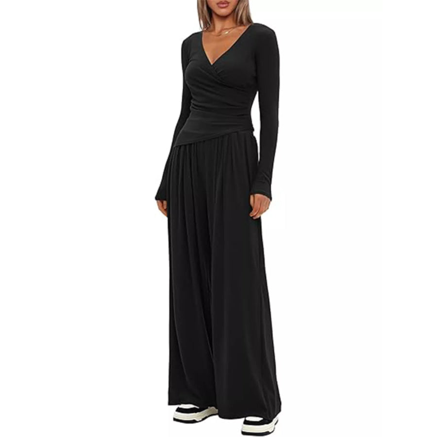 Casual Long Sleeve Top and Pants Two-Piece Set Apparel and Accessories