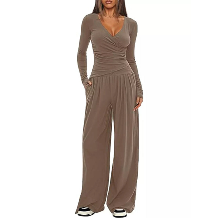 Casual Long Sleeve Top and Pants Two-Piece Set Apparel and Accessories
