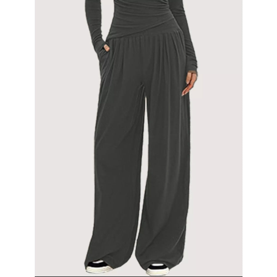 Casual Long Sleeve Top and Wide Leg Pants Set Apparel and Accessories