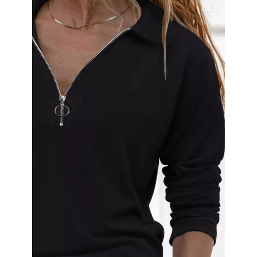 Casual Long Sleeve Zipper Front T-Shirt Apparel and Accessories