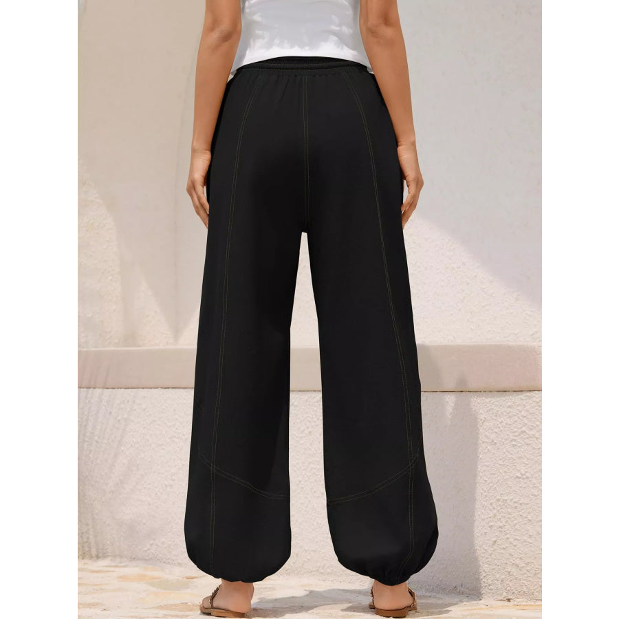 Casual Loose Fit Drawstring Waist Harem Joggers Apparel and Accessories