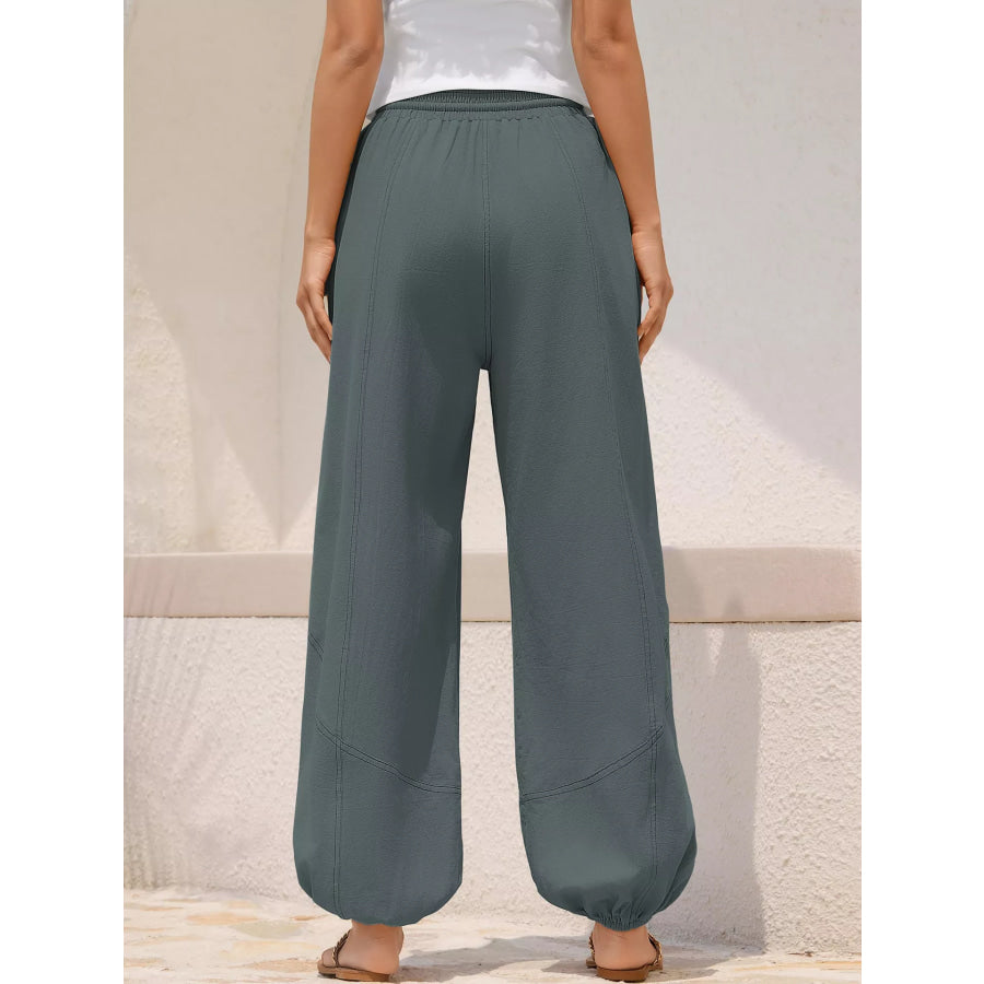 Casual Loose Fit Drawstring Waist Harem Joggers Apparel and Accessories