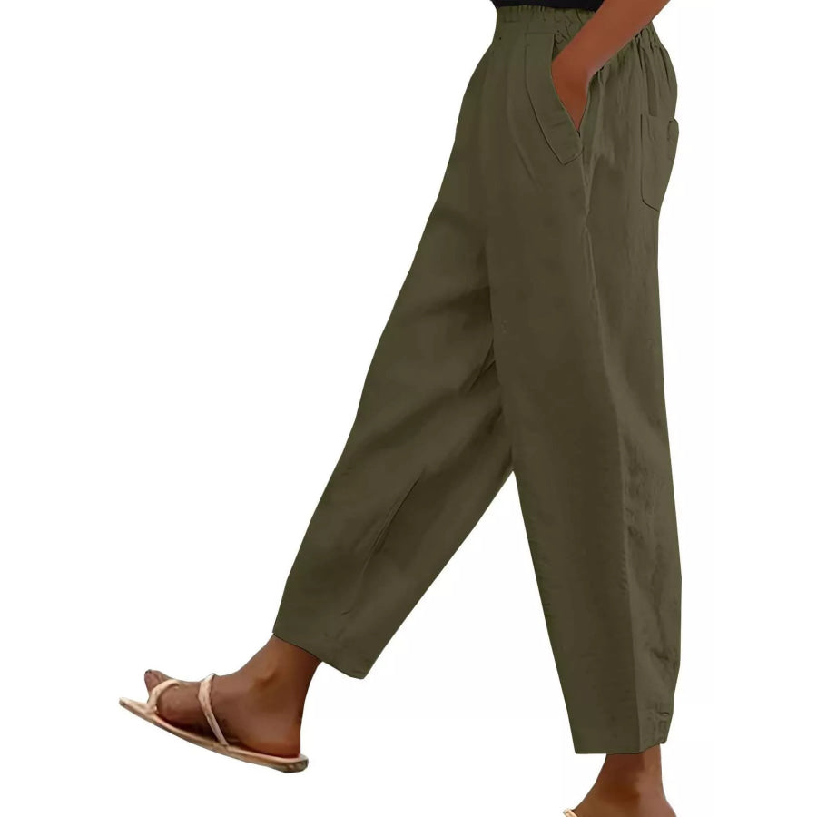Casual Loose Fit Pants Army Green / S Apparel and Accessories