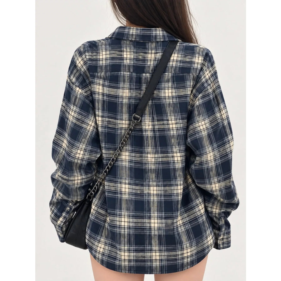 Casual Loose Fit Plaid Shirt Apparel and Accessories