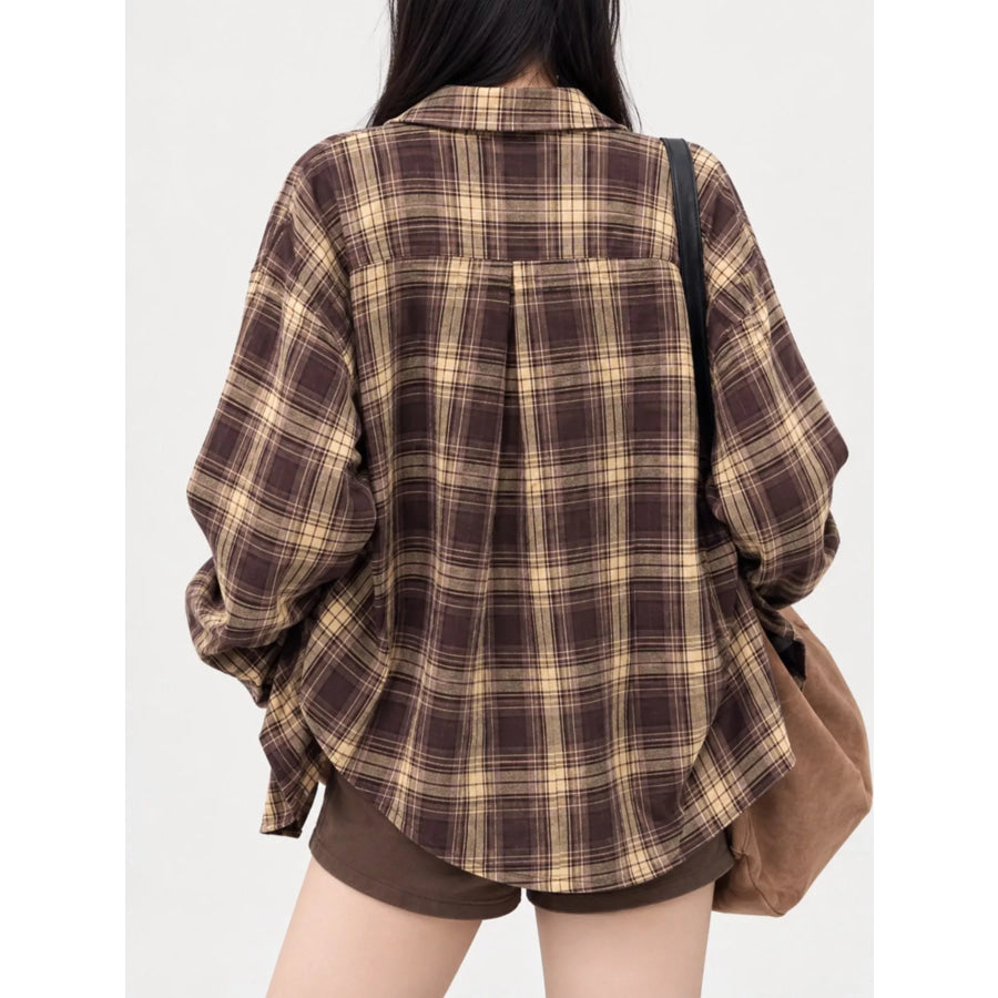 Casual Loose Fit Plaid Shirt Apparel and Accessories