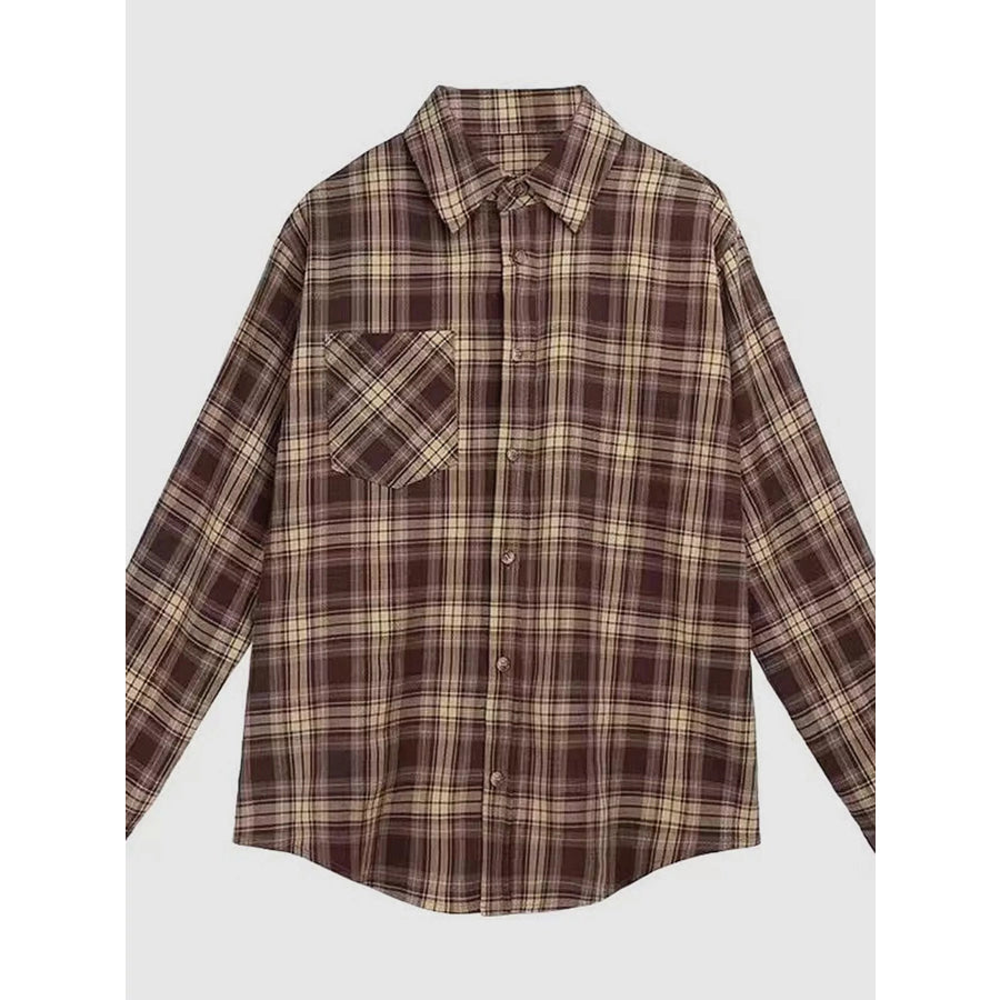 Casual Loose Fit Plaid Shirt Apparel and Accessories