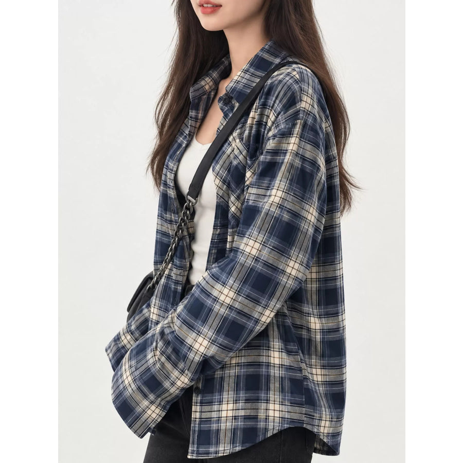 Casual Loose Fit Plaid Shirt Apparel and Accessories