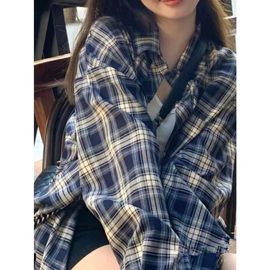 Casual Loose Fit Plaid Shirt Apparel and Accessories