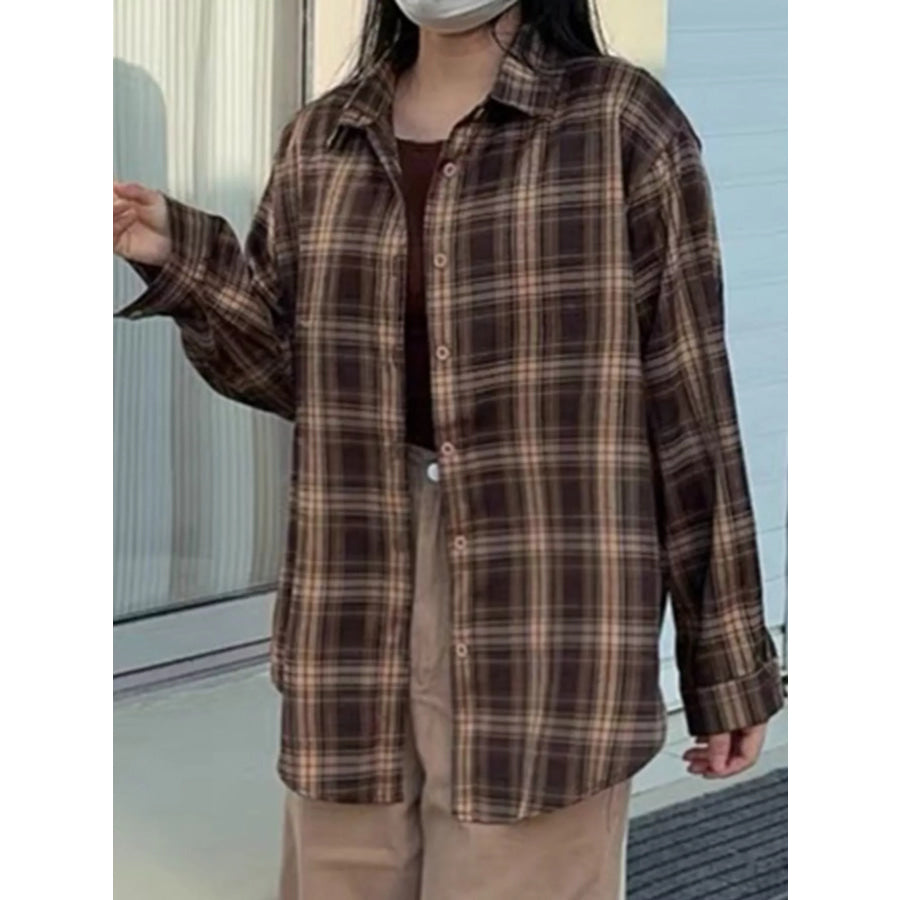 Casual Loose Fit Plaid Shirt Apparel and Accessories