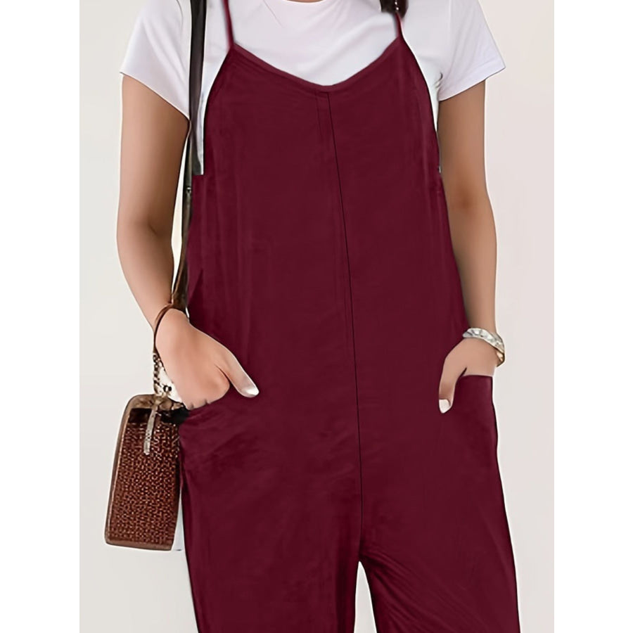 Casual Loose Fit Spaghetti Strap Jumpsuit Apparel and Accessories