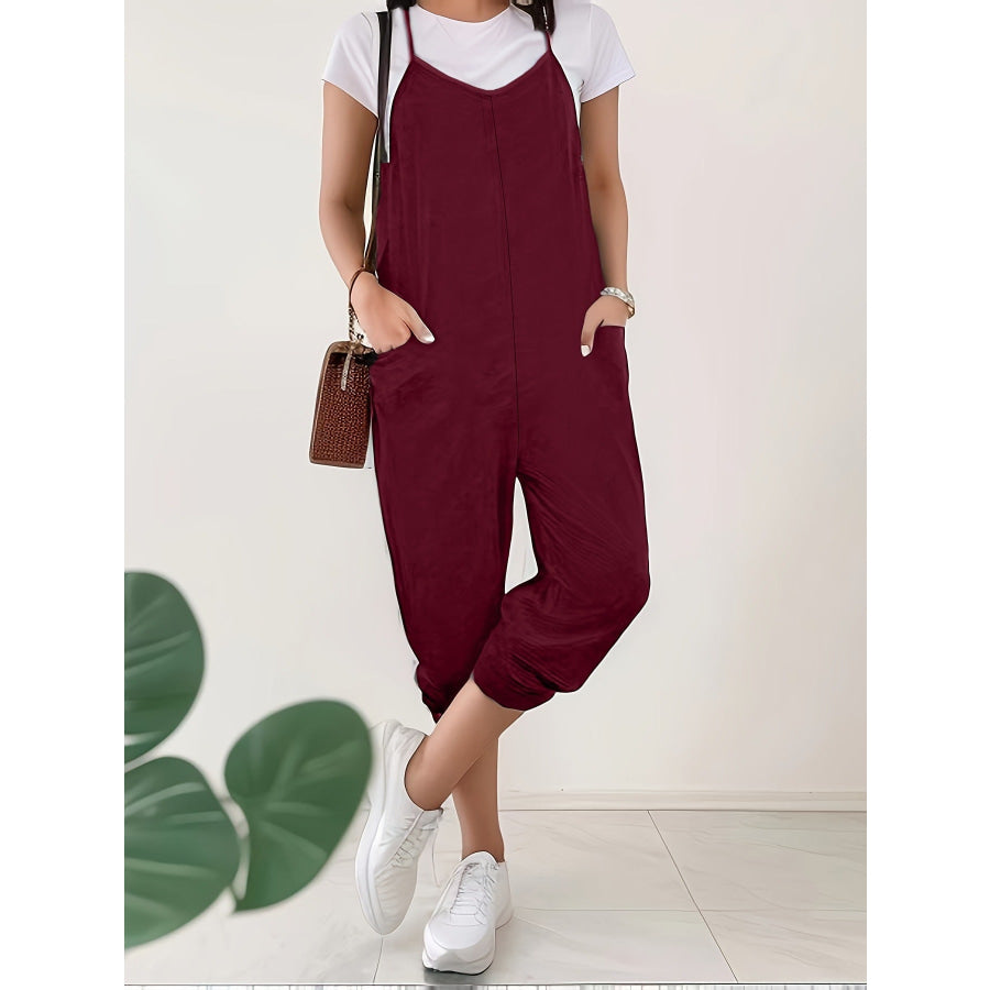 Casual Loose Fit Spaghetti Strap Jumpsuit Apparel and Accessories