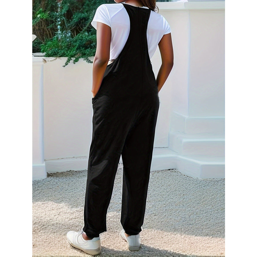 Casual Loose Fit Spaghetti Strap Jumpsuit Black / S Apparel and Accessories