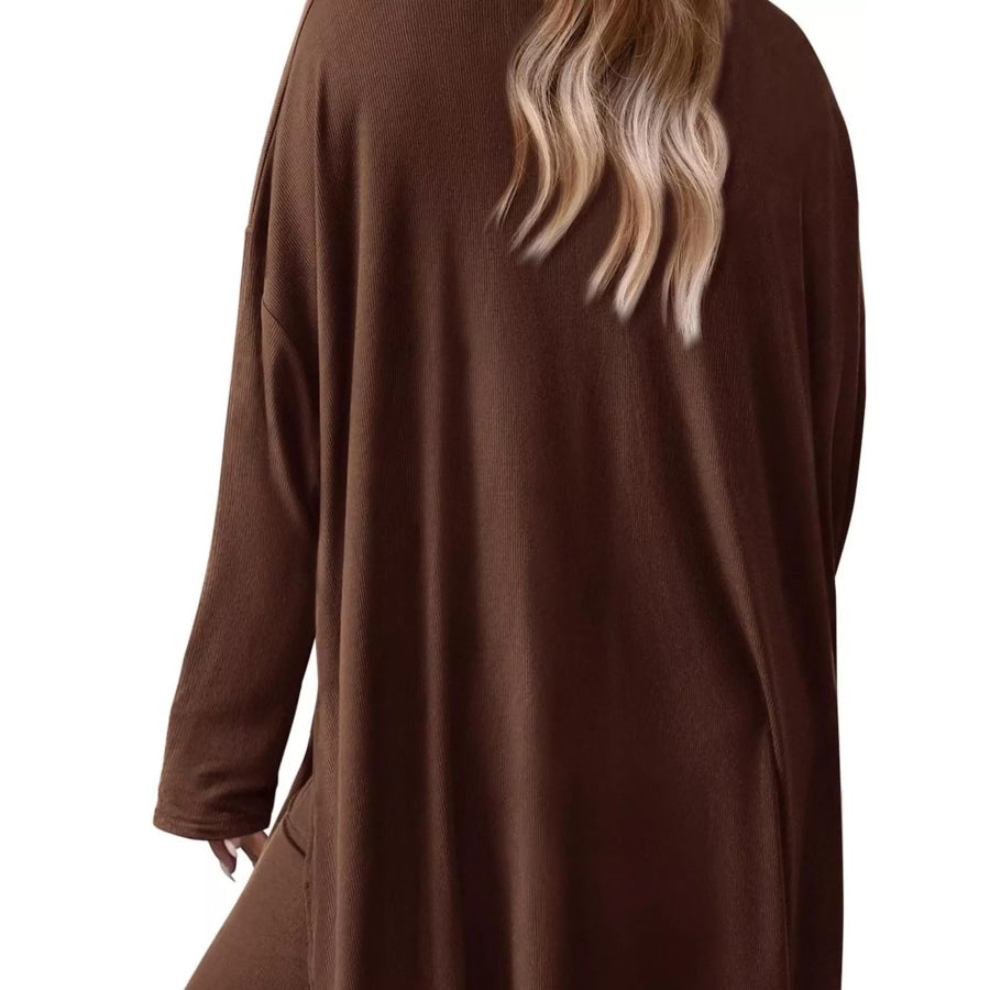 Casual Loose Long Sleeve Top and Wide Leg Pants Set Apparel and Accessories