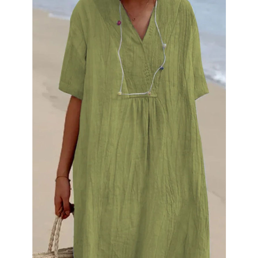 Casual Loose Short Sleeve Midi Dress Apparel and Accessories