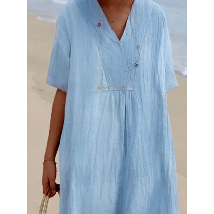 Casual Loose Short Sleeve Midi Dress Apparel and Accessories
