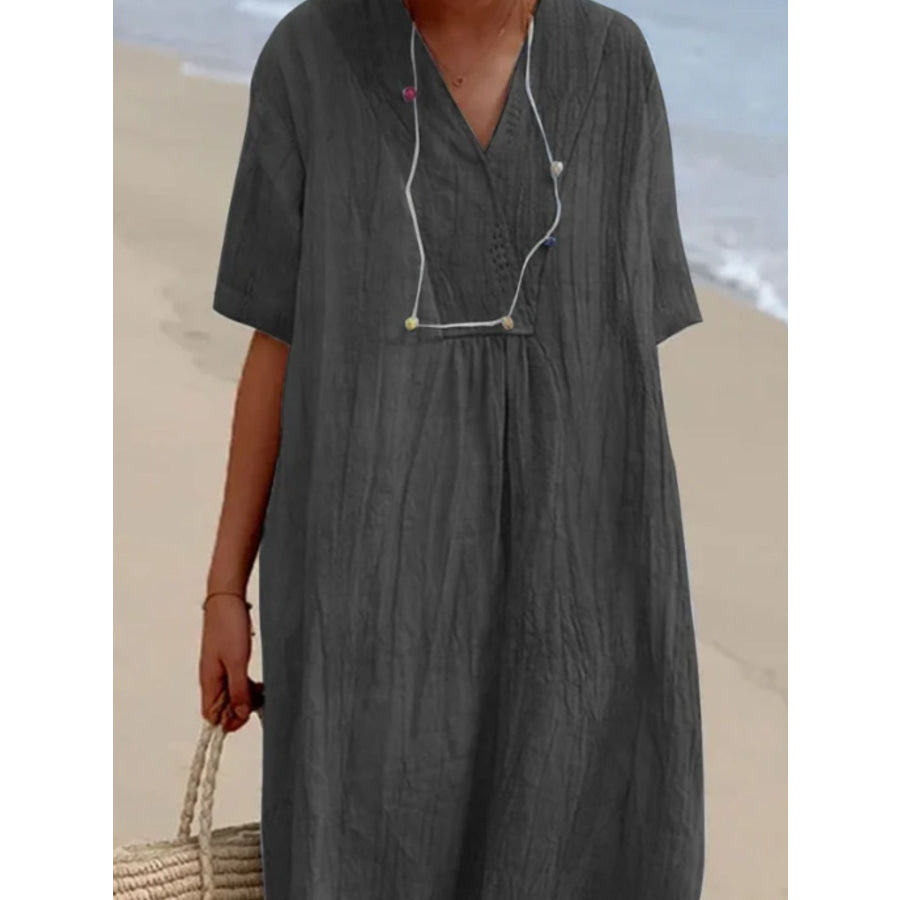 Casual Loose Short Sleeve Midi Dress Apparel and Accessories