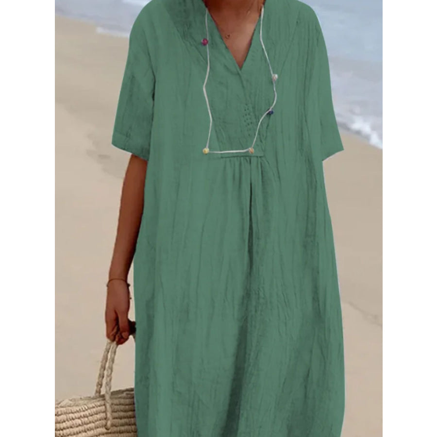 Casual Loose Short Sleeve Midi Dress Apparel and Accessories