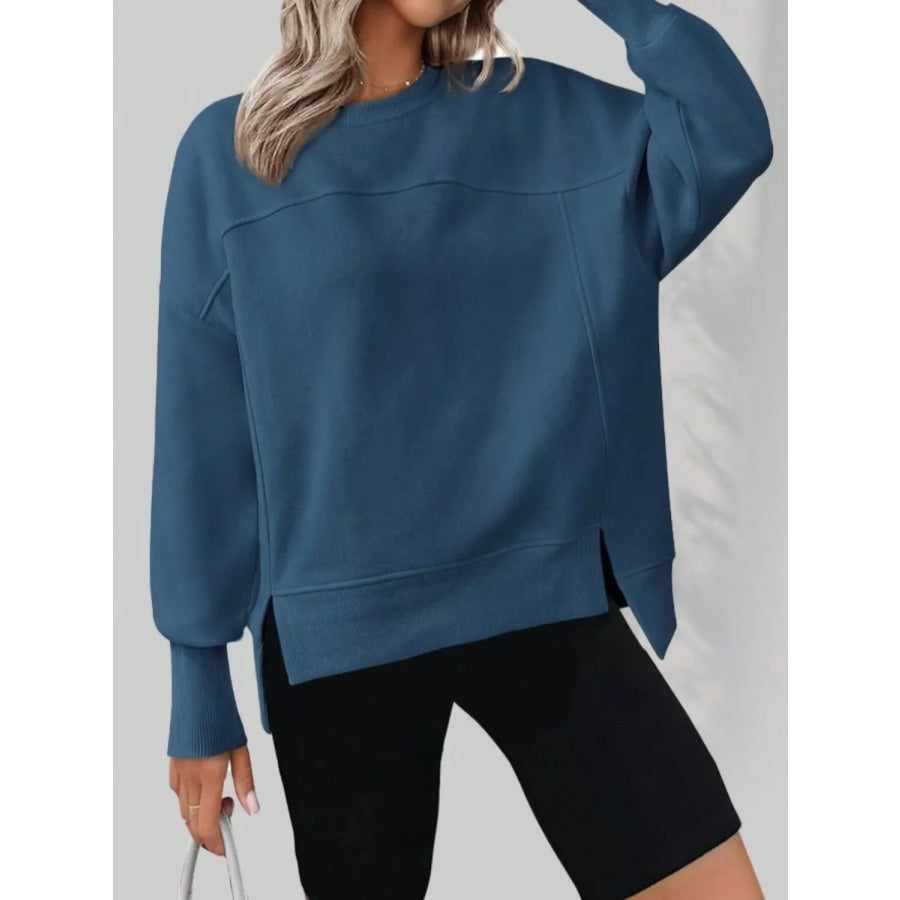 Casual Loose Side Slit Sweatshirt Apparel and Accessories