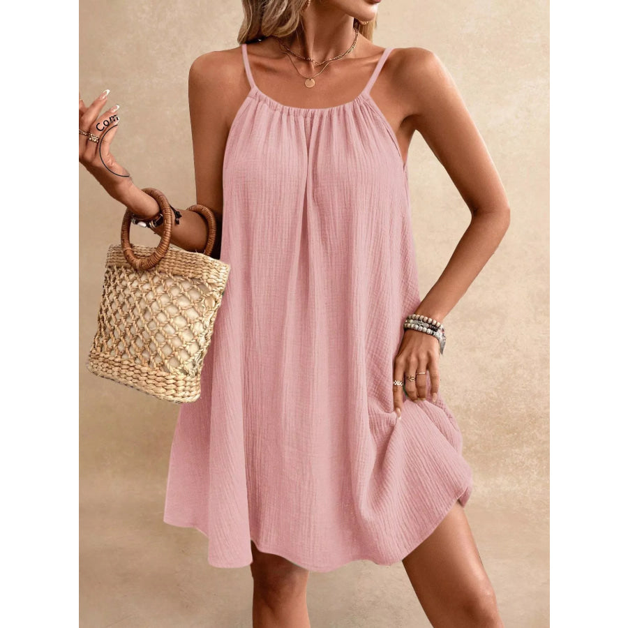 Casual Loose Spaghetti Strap Mini Dress Dusty Pink / S Apparel and Accessories