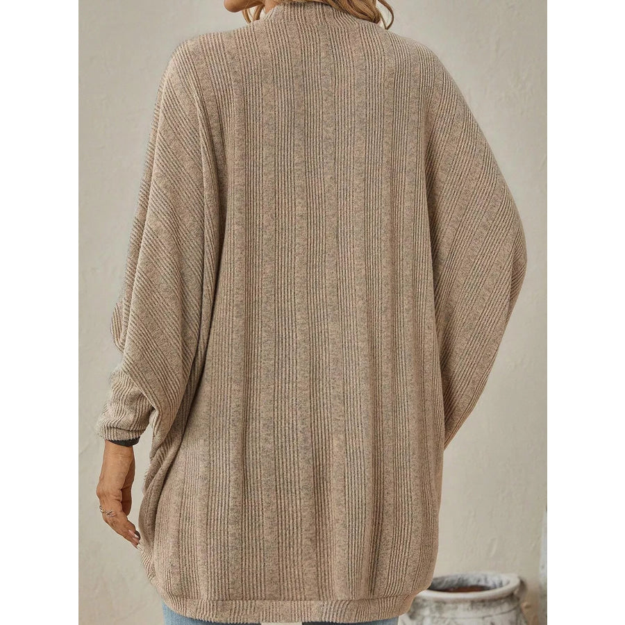 Casual Open Front Batwing Sleeve Ribbed Knit Cardigan Apparel and Accessories