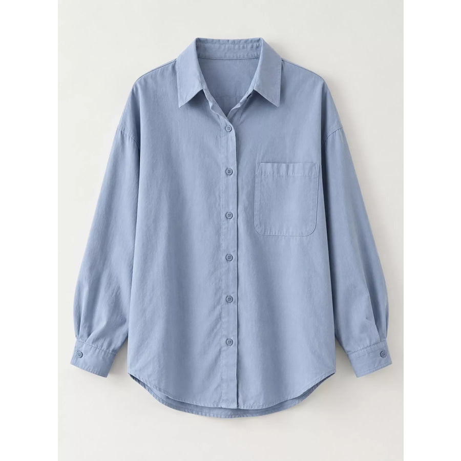 Casual Oversized Button-Down Long Sleeve Shirt Apparel and Accessories