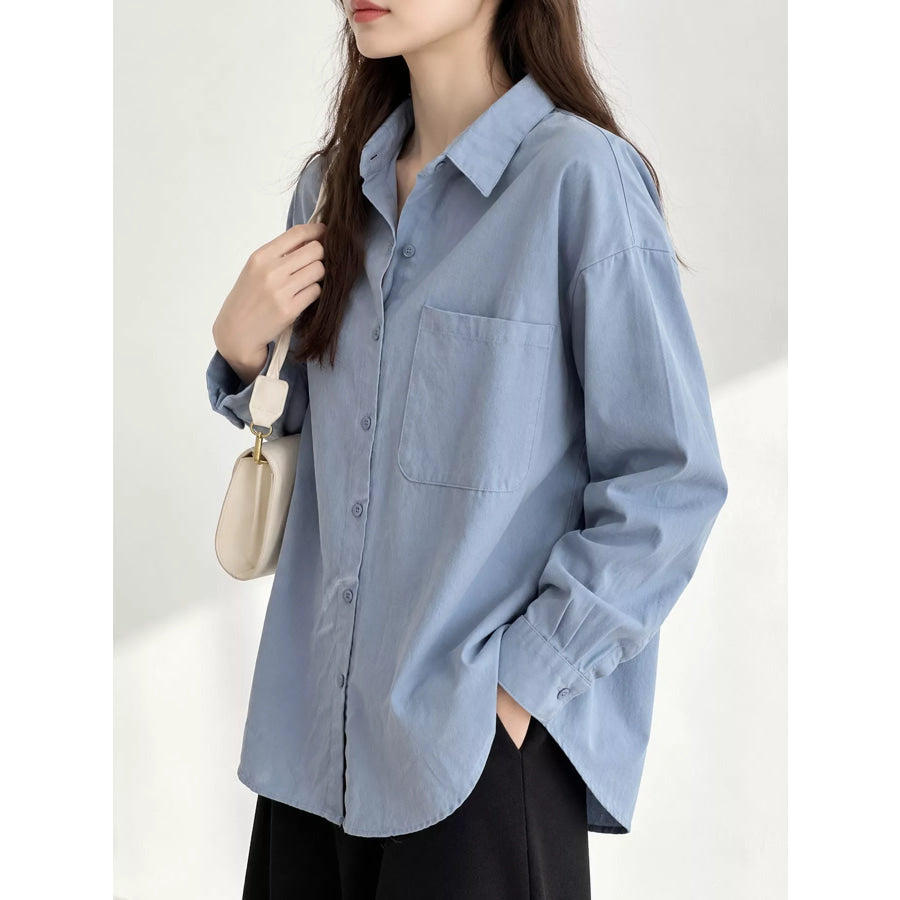 Casual Oversized Button-Down Long Sleeve Shirt Apparel and Accessories