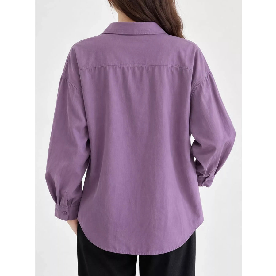Casual Oversized Button-Down Long Sleeve Shirt Apparel and Accessories