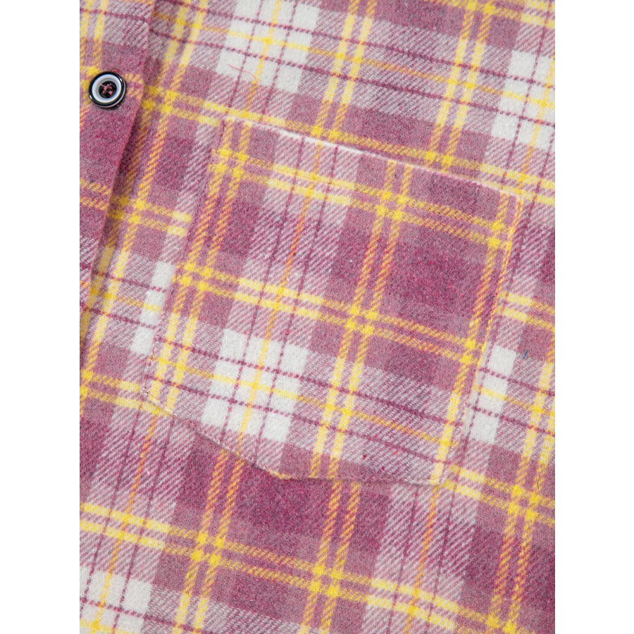 Casual Plaid Button-Down Shacket Apparel and Accessories