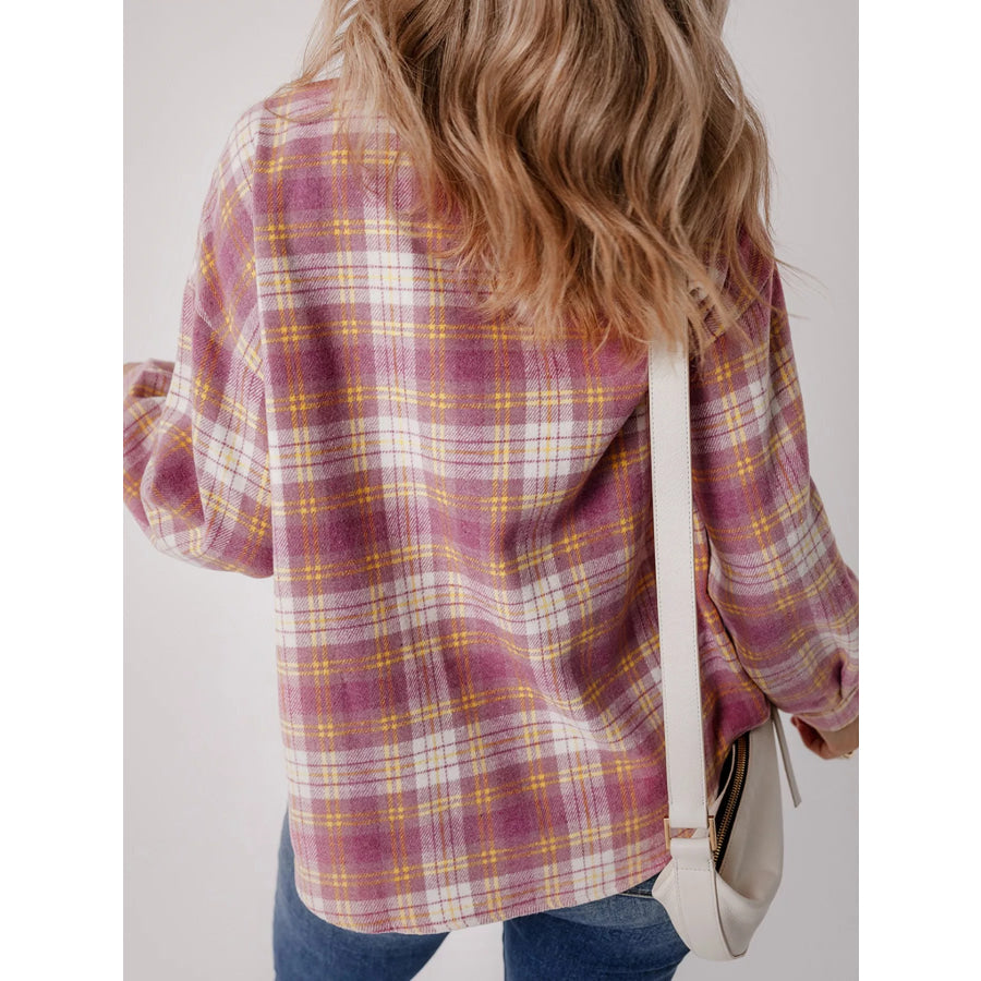 Casual Plaid Button-Down Shacket Apparel and Accessories