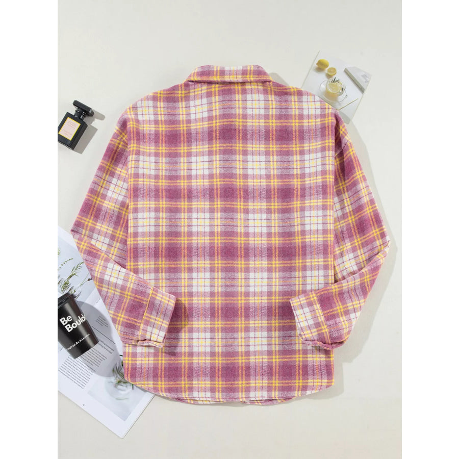 Casual Plaid Button-Down Shacket Apparel and Accessories