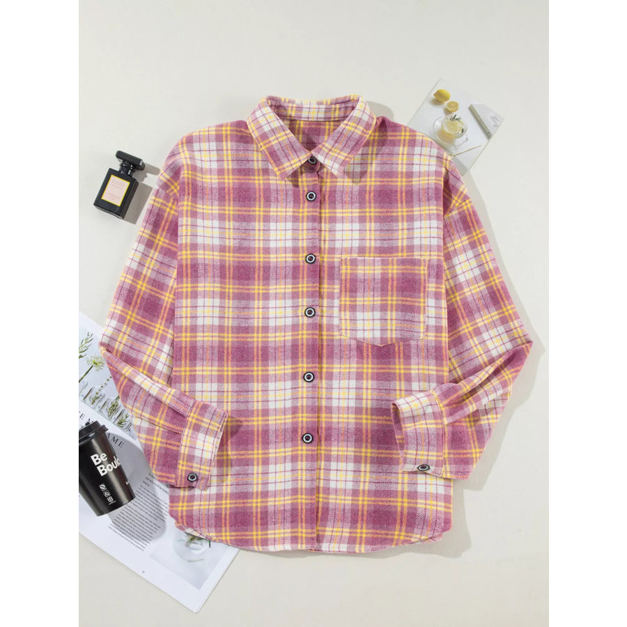 Casual Plaid Button-Down Shacket Apparel and Accessories